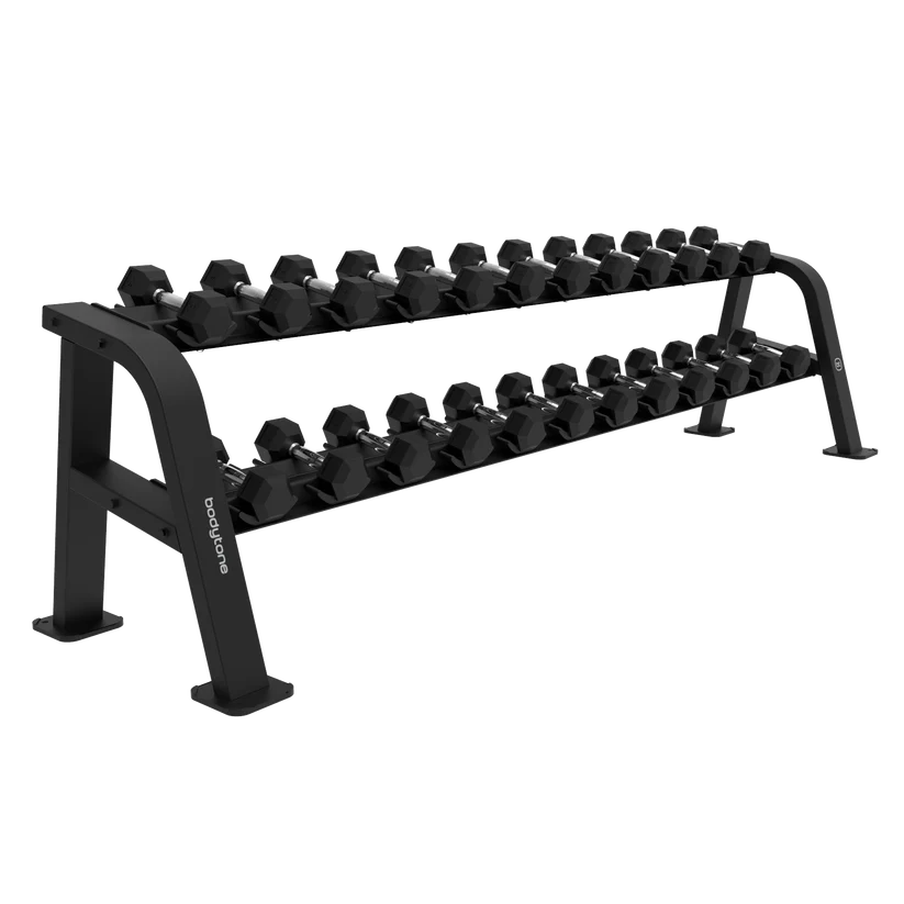 Forza rack for 12 pairs of hexagonal dumbbells